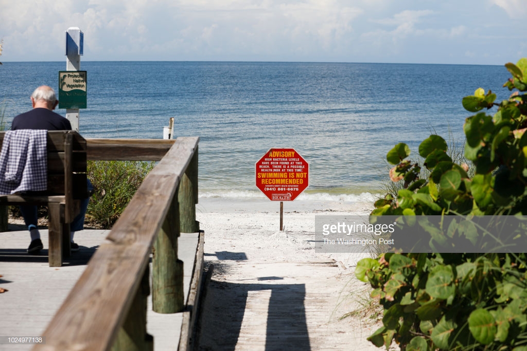 SARASOTA, UNITED STATES - August 26: A sign warning of a no sw